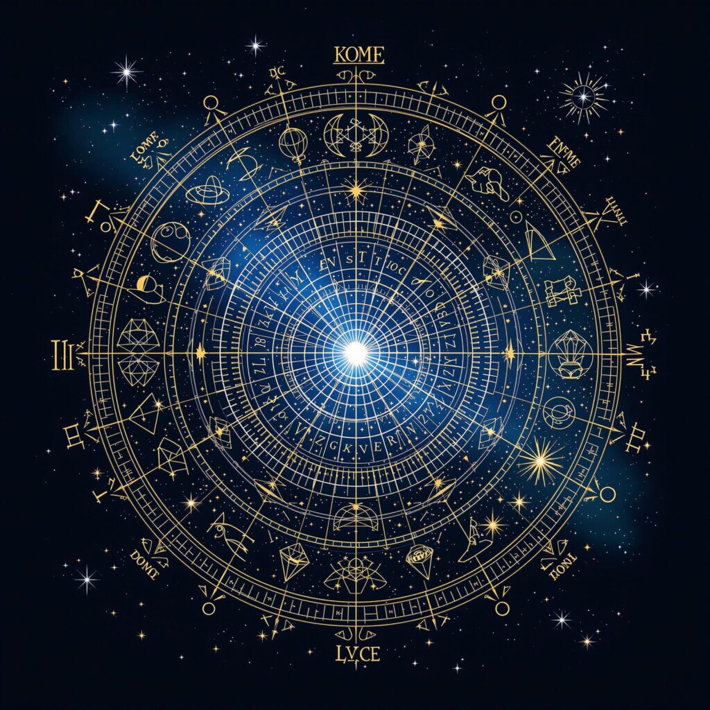 lumiére bleutée sur la sphére des astres cosmiques